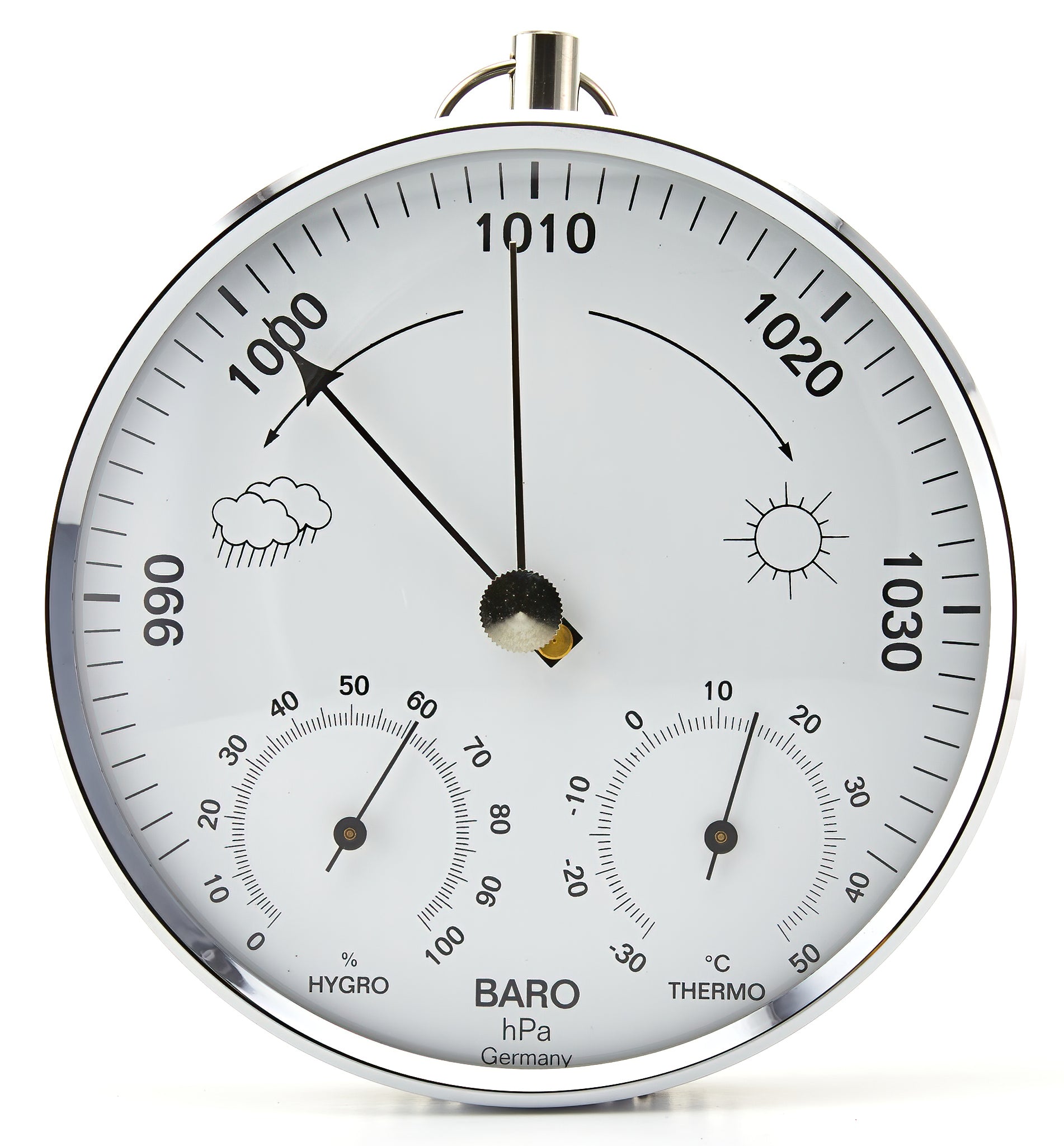 Temp Barometer Humidity Barometer with Temperature and Humidity, Chrome – The Met Shop