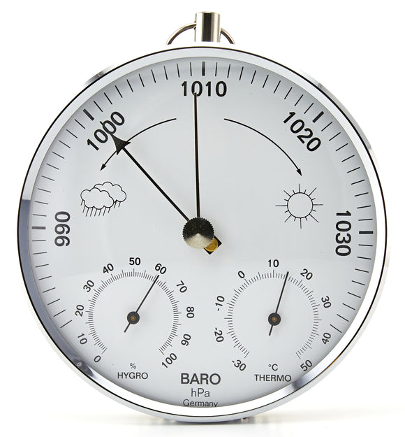 Barometer with Temperature and Humidity, Chrome